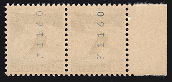 Schweiz, Freimarken, Rollenmarken, Landschaftsbilder, Nr.289RM, 30Rp.grünlichblau, waagrechtes Paar mit Nr.J/K 1160 – Bild 2