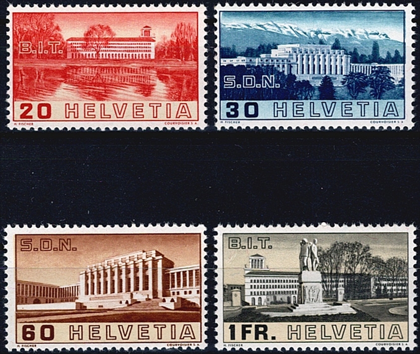 Schweiz, Freimarken, Völkerbund, Nr.211-214, komplette Serie