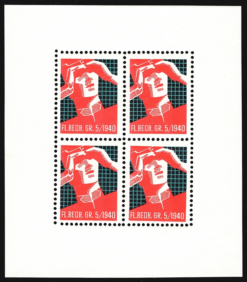 Schweiz, Soldatenmarken, Fl.Beob.Gr.5, Nr.30, gezähnter Block