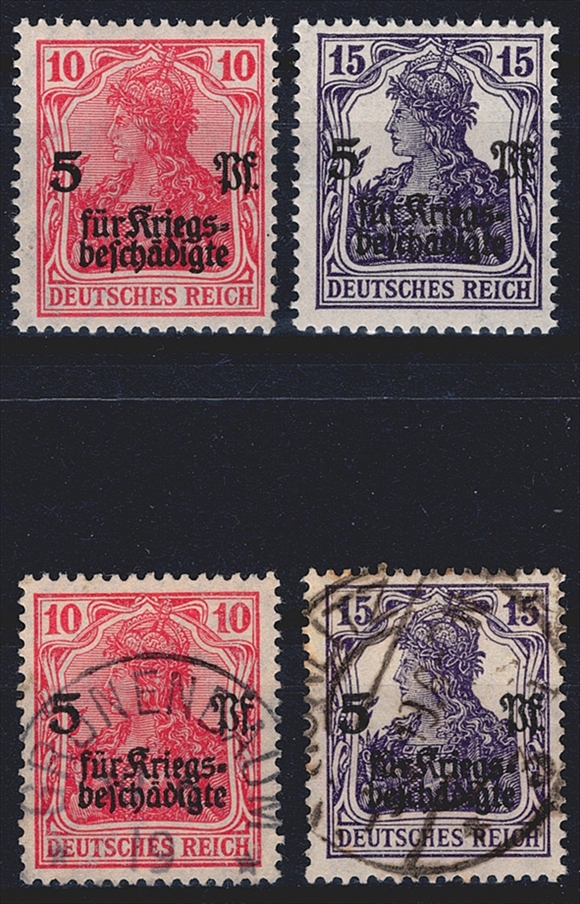 Deutschland, Deutsches Reich, Nr.105-106, Kriegsgeschädigtenhilfe, je postfrisch und sauber gestempelt