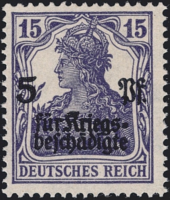 Deutschland, Deutsches Reich, Nr.106b, schwärzlichblauviolett, Kriegsgeschädigtenhilfe, signiert