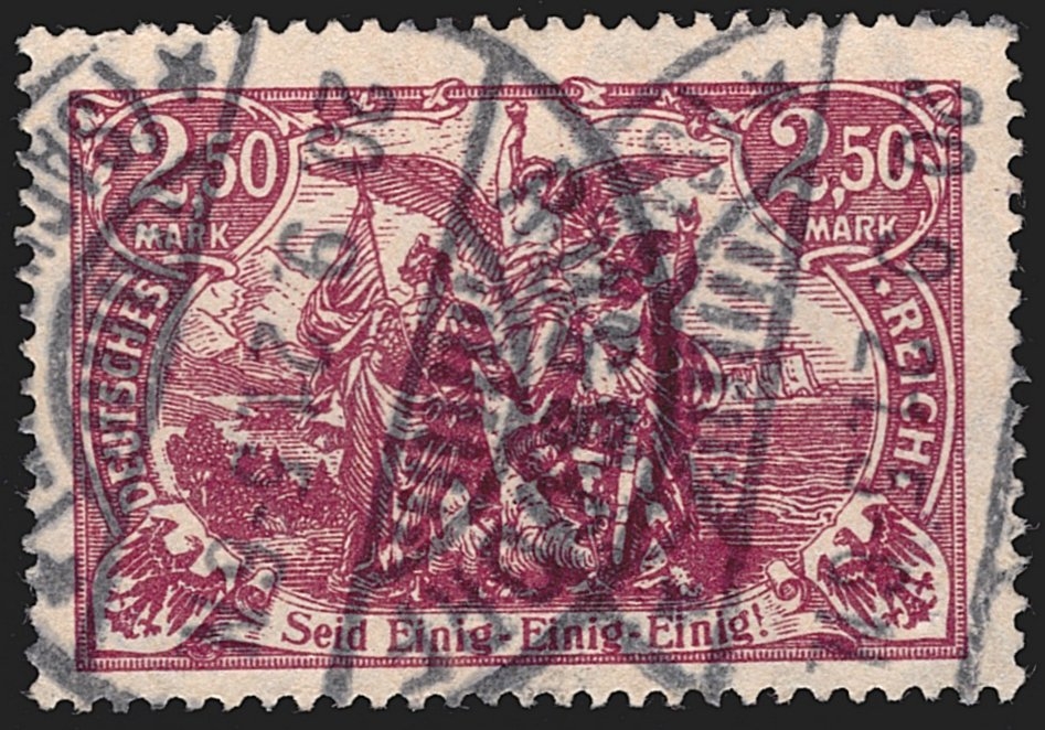 Deutschland, Deutsches Reich, Nr.115d, 2.50M., schwärzlichgraulila, gestempelt RUSSDORF, signiert