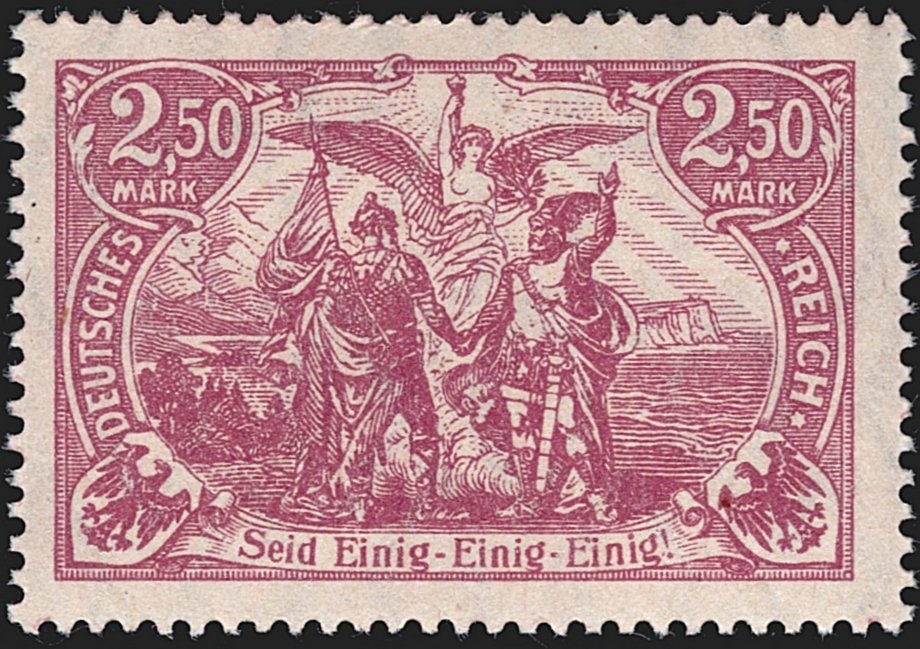 Deutschland, Deutsches Reich, Nr.115d, 2.50M., schwärzlichgraulila, signiert