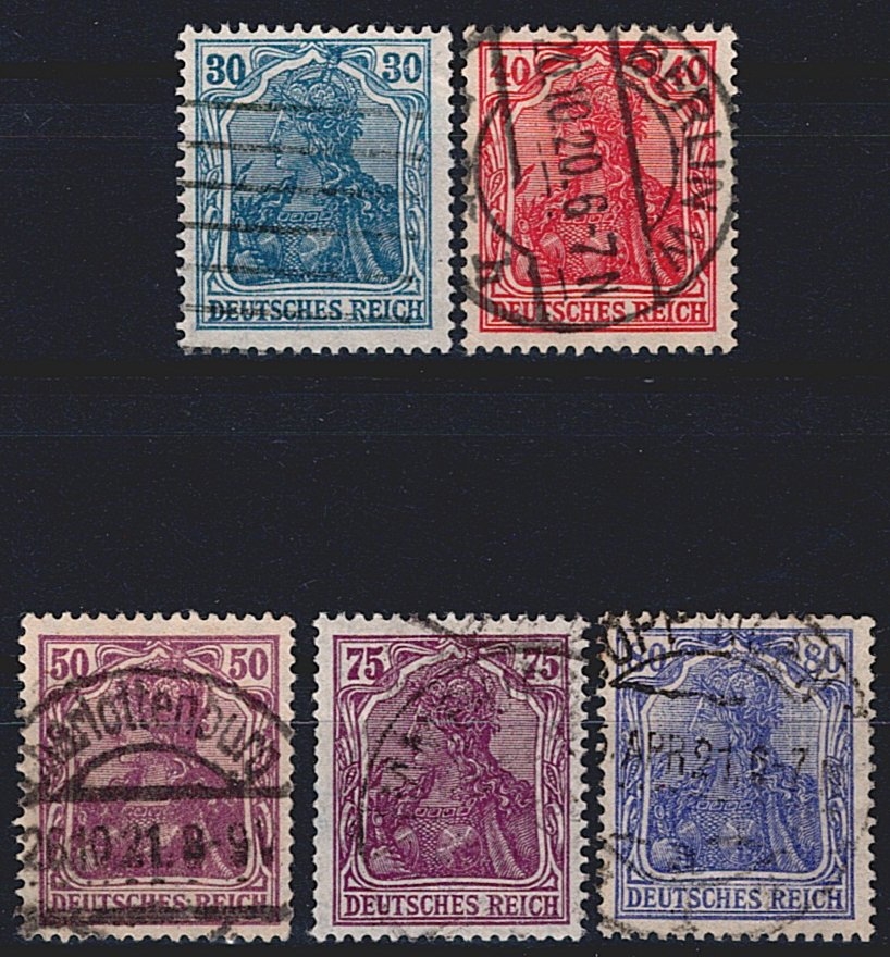 Deutschland, Deutsches Reich, Nr.144 I-149 I, alle 5 Werte, gestempelt, alle signiert