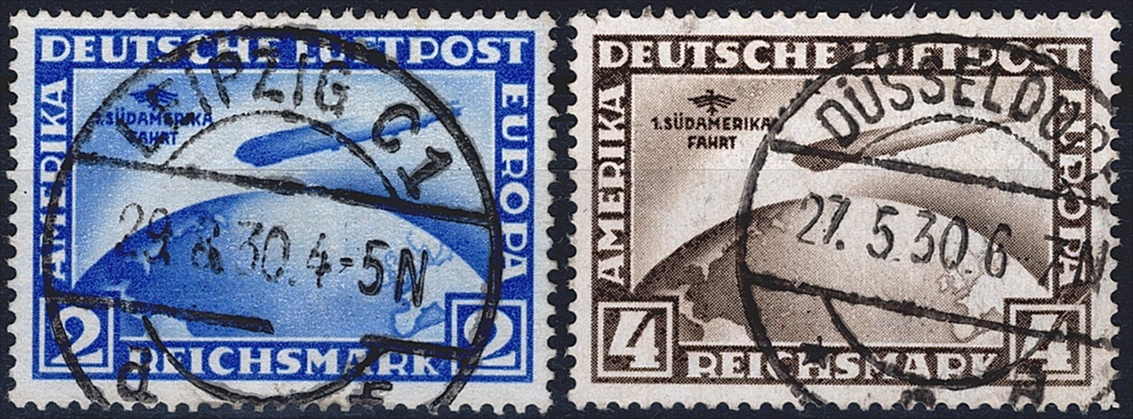 Deutschland, Deutsches Reich, Nr.438-439, Flugpostmarken, 1.Südamerikafahrt, sauber gestempelt