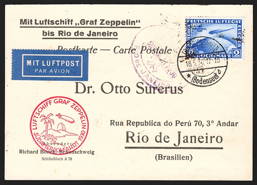 Deutschland, Deutsches Reich, Zeppelin, 1930 Südamerikafahrt, Auflieferung Friedrichshafen, bis Rio, Nr.64a