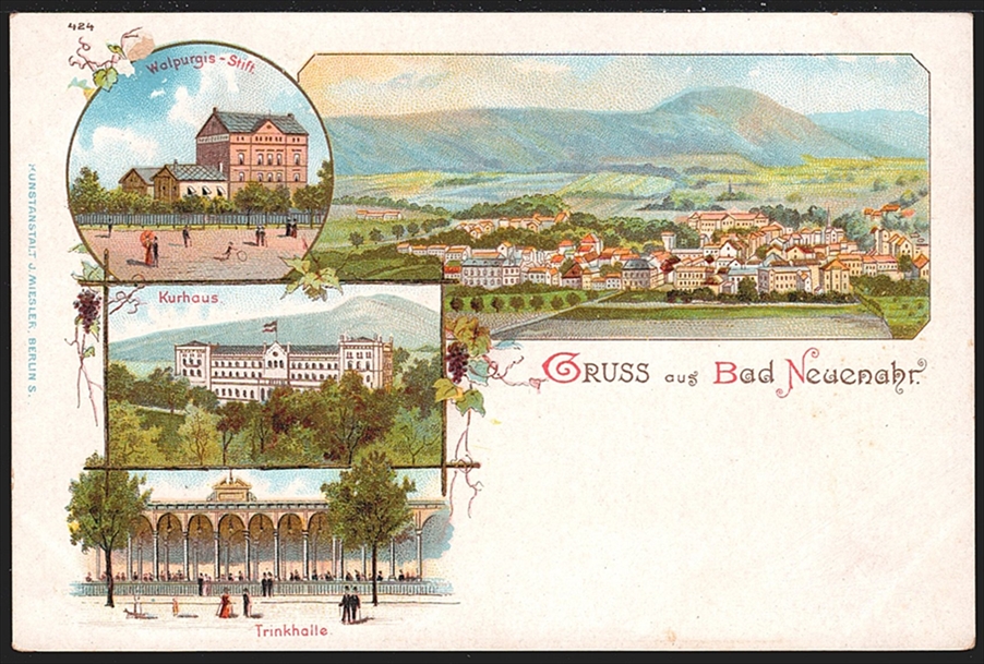 Deutschland, Lithographien, Gruss aus BAD NEUENAHR, 3 Bilder, ca.1900, nicht gelaufen