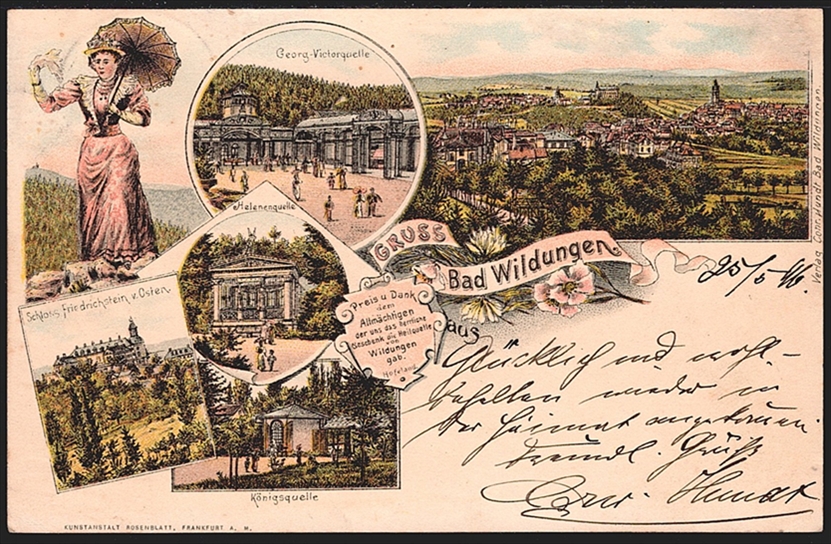 Deutschland, Lithographien, Gruss aus BAD WILDUNGEN, 5 Bilder, 1895