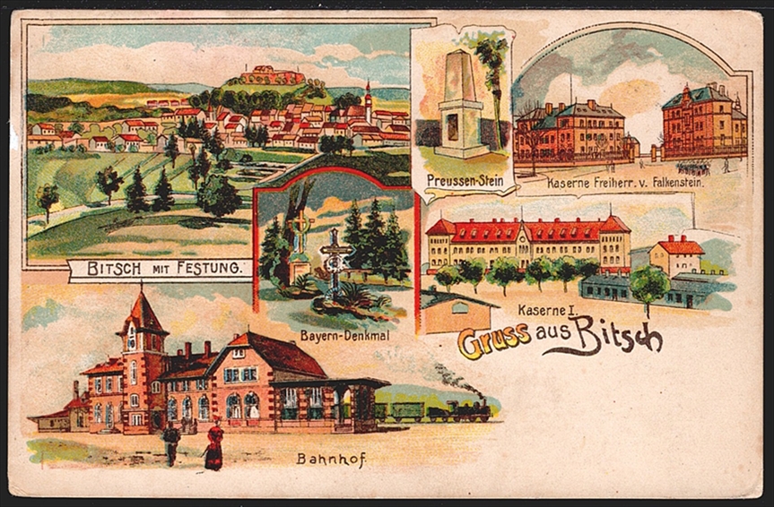Deutschland, Lithographien, Gruss aus BITSCH, 5 Bilder, ca. 1900