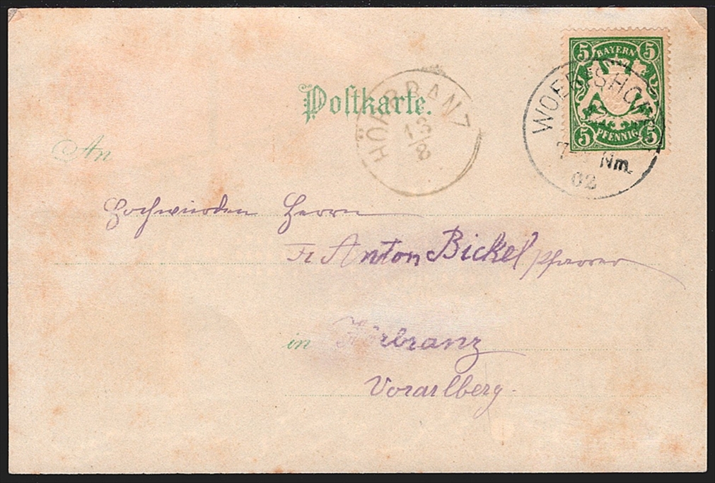Deutschland, Lithographien, Gruss aus WÖRISHOFEN, 2 Bilder, 1902 – Bild 2