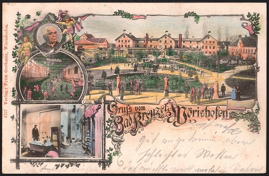 Deutschland, Lithographien, Gruss aus WÖRISHOFEN, 4 Bilder, teils nachcoleriert, 1899