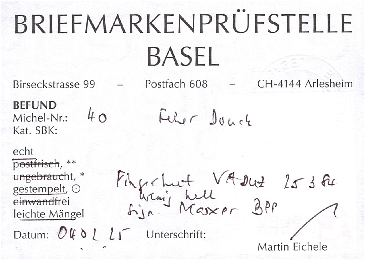 Liechtenstein Vorläufer 1867 Mi. Nr. 40 gestempelt Vollstempel Fingerhut VADUZ – Bild 2