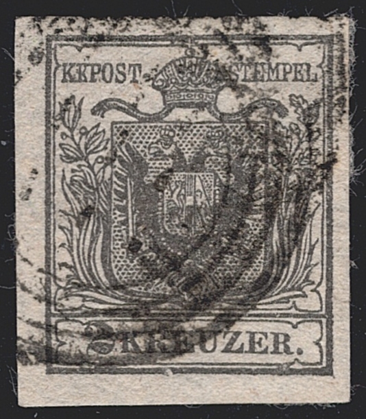 Österreich 1850 2 Kreuzer FB Nr. 2 "dunkelgrauschwarz" HP Type Ia gestempelt stummer Stempel WIEN