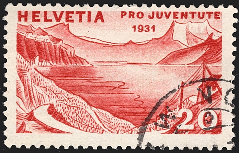 Schweiz, Abarten, Pro Juventute, 59.2.01, "Perle über Zahl 2", Eckstempel