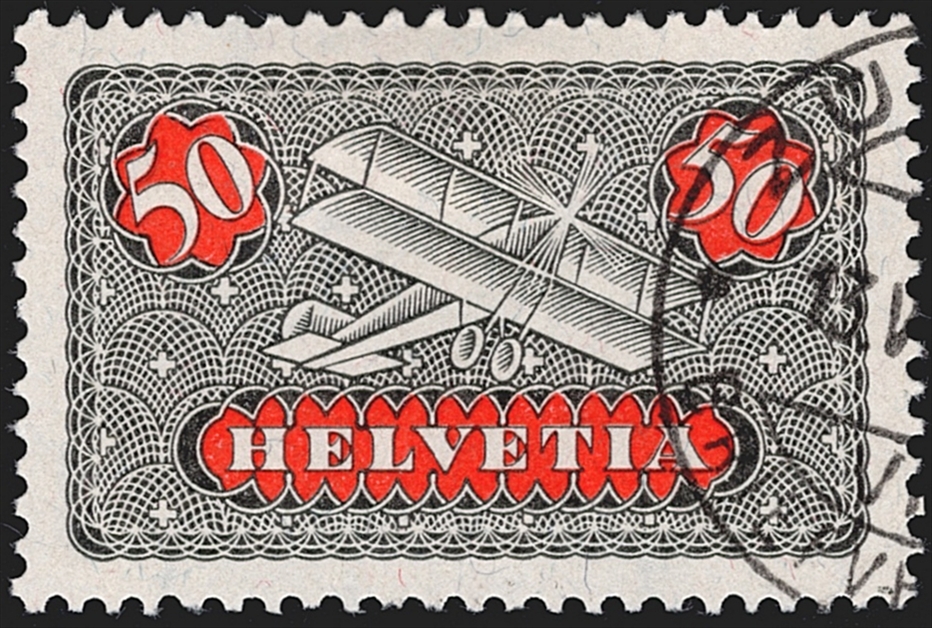 Schweiz, Flugpost, Nr.9, 50Rp.grau/rot, sauber gestempelt