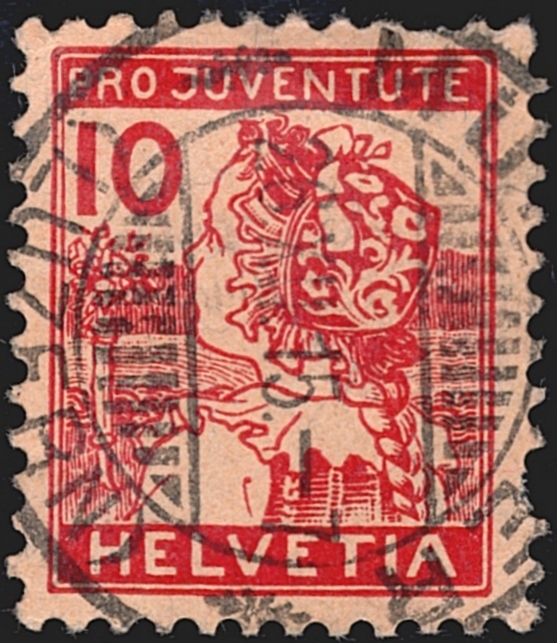 Schweiz, Pro Juventute, Nr.3, 10Rp. Luzerner Mädchen, sauber gestempelt mit passendem Vollstempel MÜNSTER
