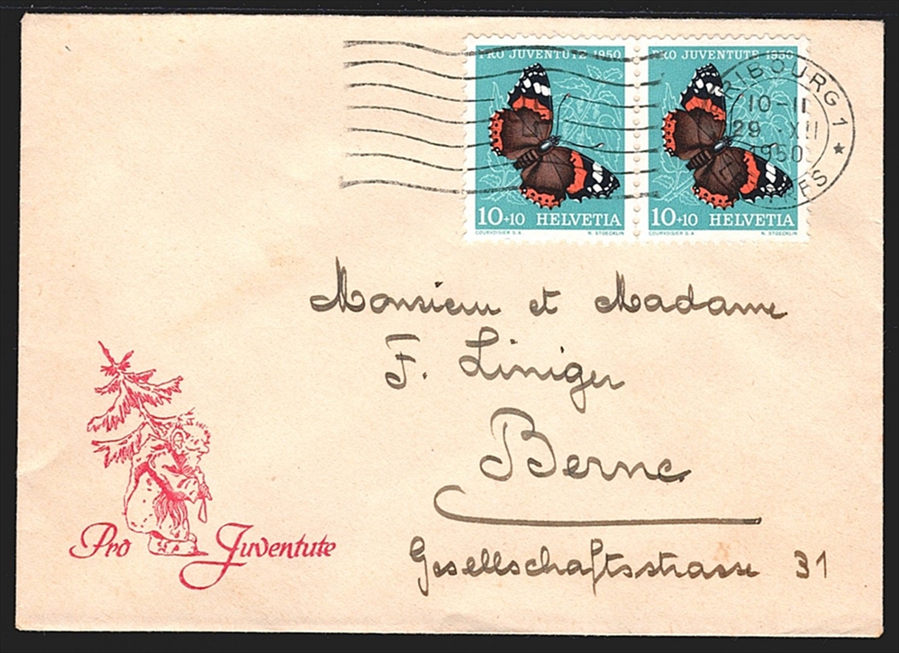 Schweiz Pro Juventute Zierbriefli, Nr.45, mit passender Frankatur