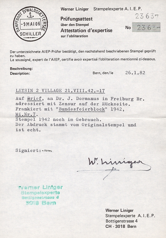 Schweiz Pro Patria 1942 Block 7 SBK Nr. B19 auf zensuriertem Brief nach FREIBURG – Bild 3