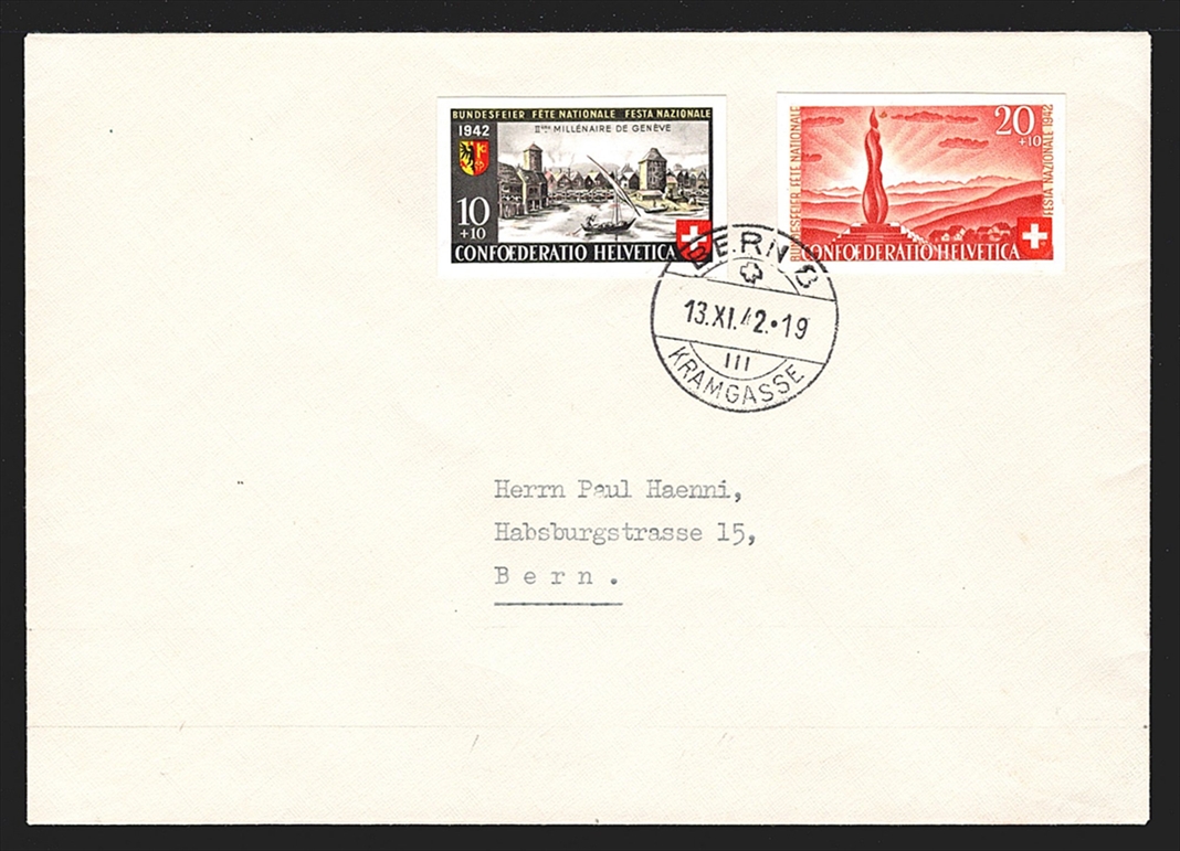 Schweiz, Pro Patria, Bundesfeierblock, EInzelwerte, Nr.17-18, sauber gestempelt BERN
