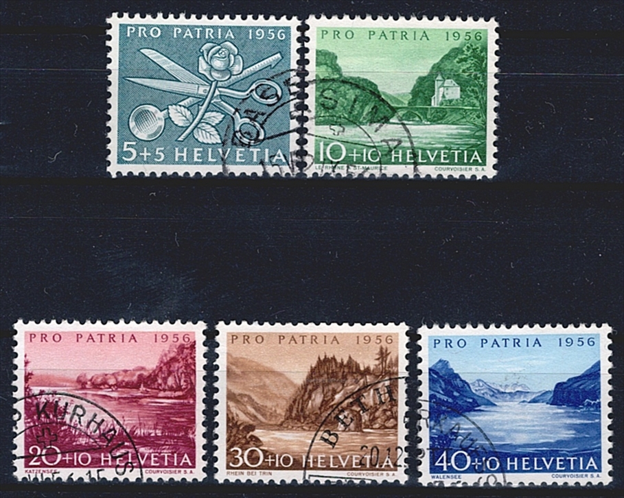 Schweiz, Pro Patria, Landschaften, Nr.76-80, komplette Serie, sauber gestempelt
