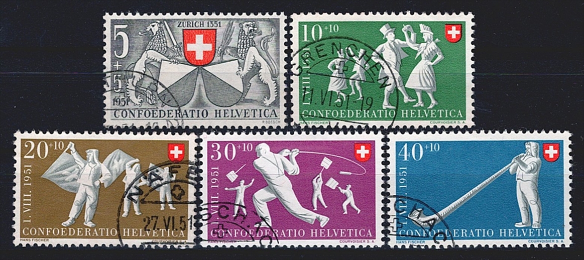 Schweiz, Pro Patria, Sport, Nr.51-55, komplette Serie, sauber gestempelt