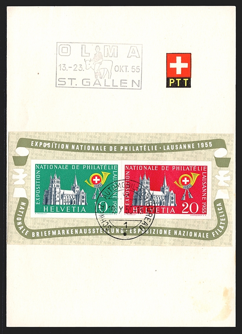 Schweiz, Zuschlagsausgaben, Blocks, Lausanne, 1955, W35, Sonderstempel OLMA