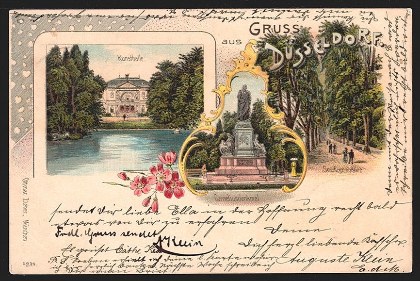 Deutschland, Lithographien, Gruss aus DÜSSELDORF, 3 Bilder, 1898