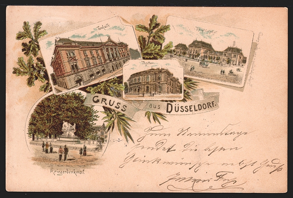 Deutschland, Lithographien, Gruss aus DÜSSELDORF, 4 Bilder, 1894