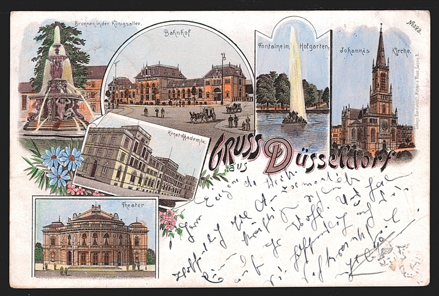 Deutschland, Lithographien, Gruss aus DÜSSELDORF, 6 Bilder, 1897