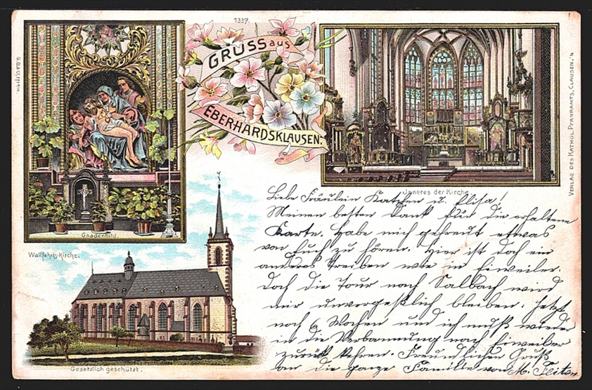 Deutschland, Lithographien, Gruss aus EBERHARDSKLAUSEN, 3 Bild, 1898