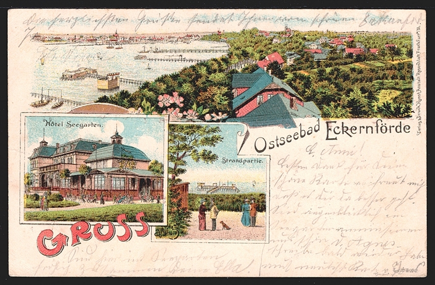 Deutschland, Lithographien, Gruss aus ECKERNFJÖRDE, 3 Bilder, 1899