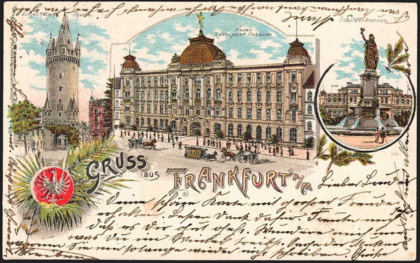 Deutschland, Lithographien, Gruss aus FRANKFURT, 3 Bilder, 1899
