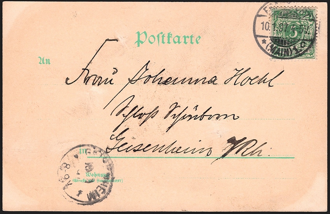 Deutschland, Lithographien, Gruss aus FRANKFURT FRANKFURTER-HOF, 2 Bilder, 1897 – Bild 2