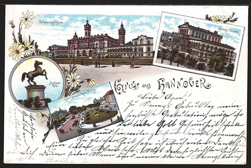 Deutschland, Lithographien, Gruss aus HANNOVER, 4 Bilder, 1897