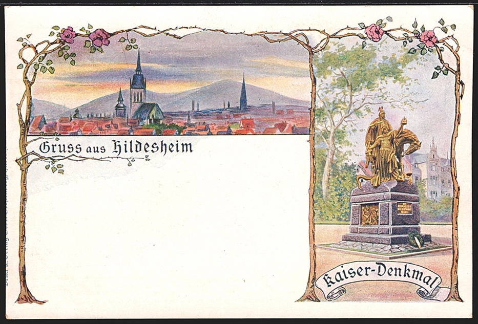 Deutschland, Lithographien, Gruss aus HILDESHEIM, 2 Bilder, um 1900, nicht gelaufen