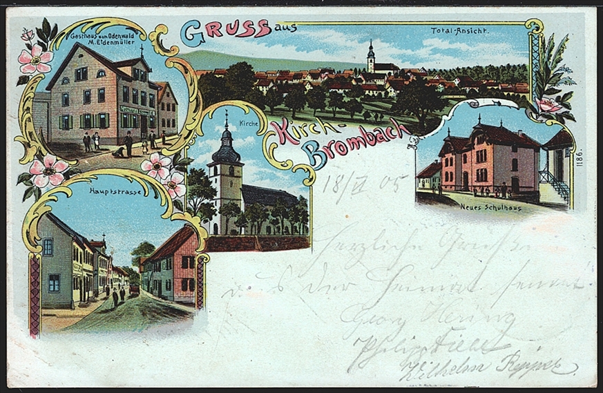 Deutschland, Lithographien, Gruss aus KIRCH-BROMBACH, 5 Bilder, 1905