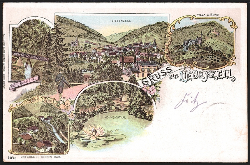 Deutschland, Lithographien, Gruss aus LIEBENZELL, 4 Bilder, 1899