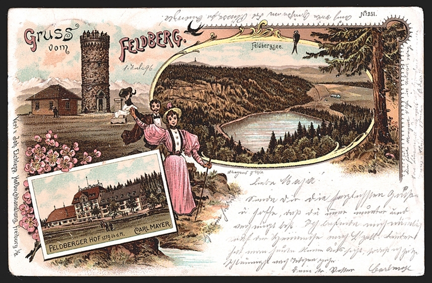 Deutschland, Lithographien, Gruss vom FELDBERG, 3 Bilder, 1896