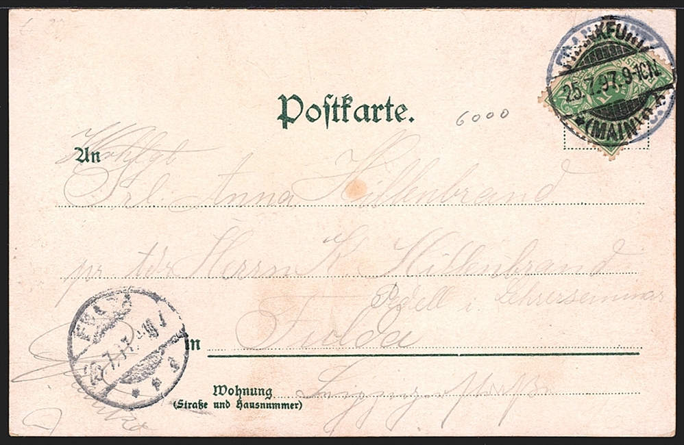 Deutschland, Lithographien, Gruss von der OBERSCHWEINSTIEGE FRANKFURT, 2 Bilder, 1897 – Bild 2