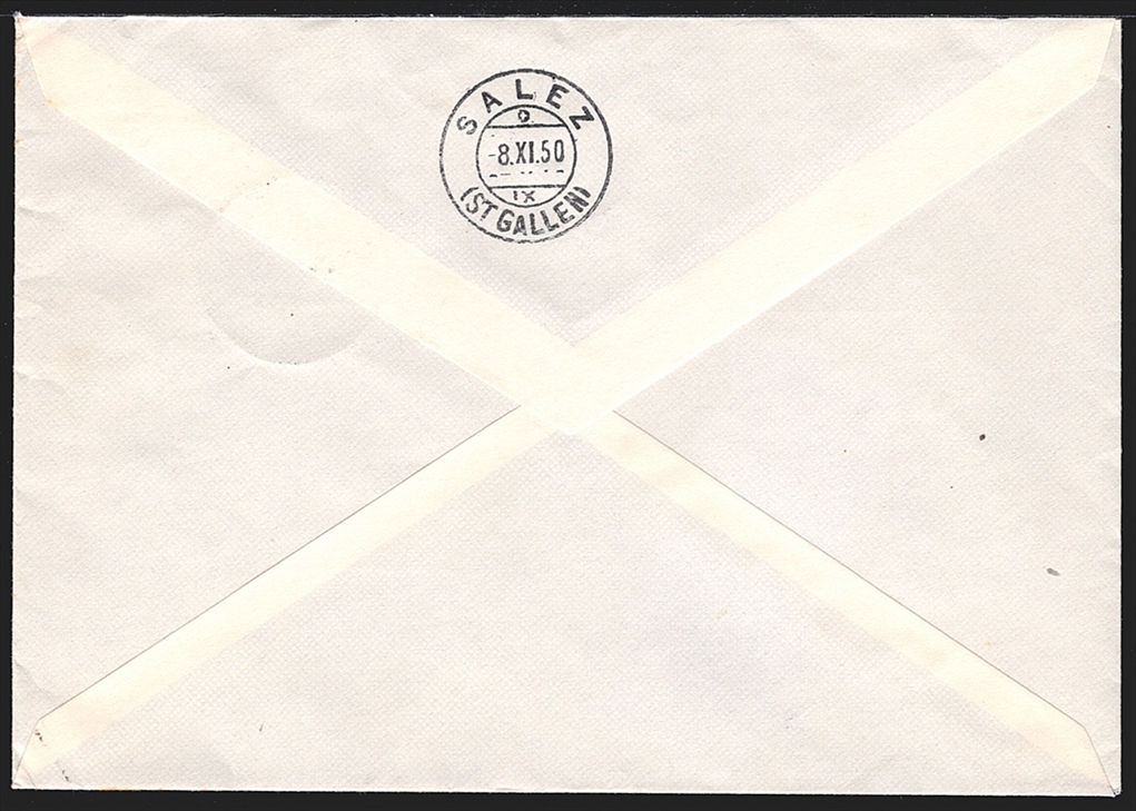 Liechtenstein, FDC, Freimarken, UPU, Nr.235, gestempelt RUGGELL, Nachnahme-FDC nach Salez – Bild 2