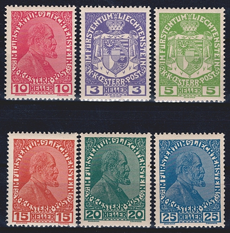 Liechtenstein, Freimarken, Fürst Johann II, Landeswappen, komplette Serie