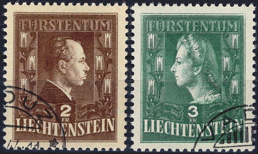 Liechtenstein, Freimarken, Nr.202-203, Fürstenpaar, komplette, Serie gestempelt