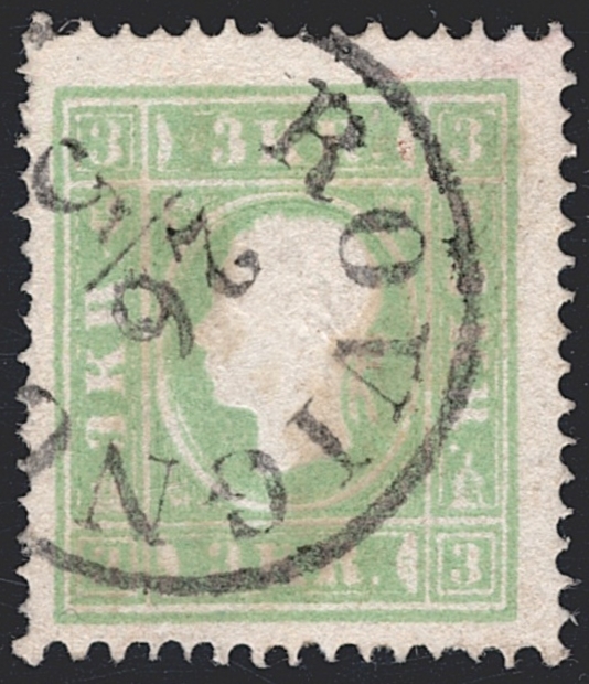 Österreich 1859 3 Kreuzer ANK Nr. 12 "gelblichgrün" mit Stempel ROVIGNO