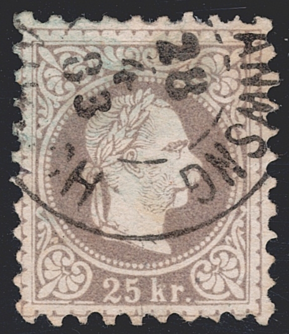 Österreich 1874 25 Kreuzer ANK Nr. 40 II "lilagrau" gestempelt LAIBACH