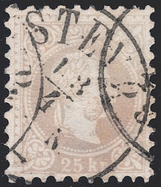 Österreich 1874 25 Kreuzer ANK Nr. 40 II "lilagrau" gestempelt STEYR