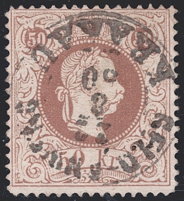 Österreich 1874 50 Kreuzer ANK Nr. 41 II E (LZ 13) "braun" gestempelt Vollstempel KRAKAU