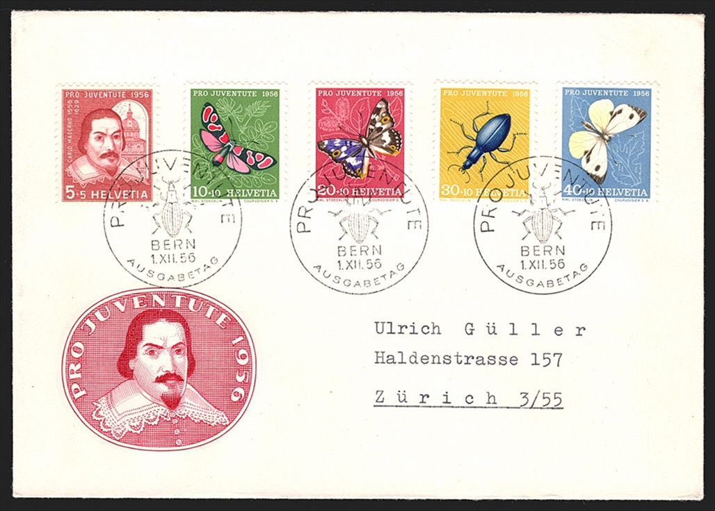 Schweiz, FDC, Pro Juventute, Nr.163-167, illustrierter adressierter FDC, offizieller ET-Stempel