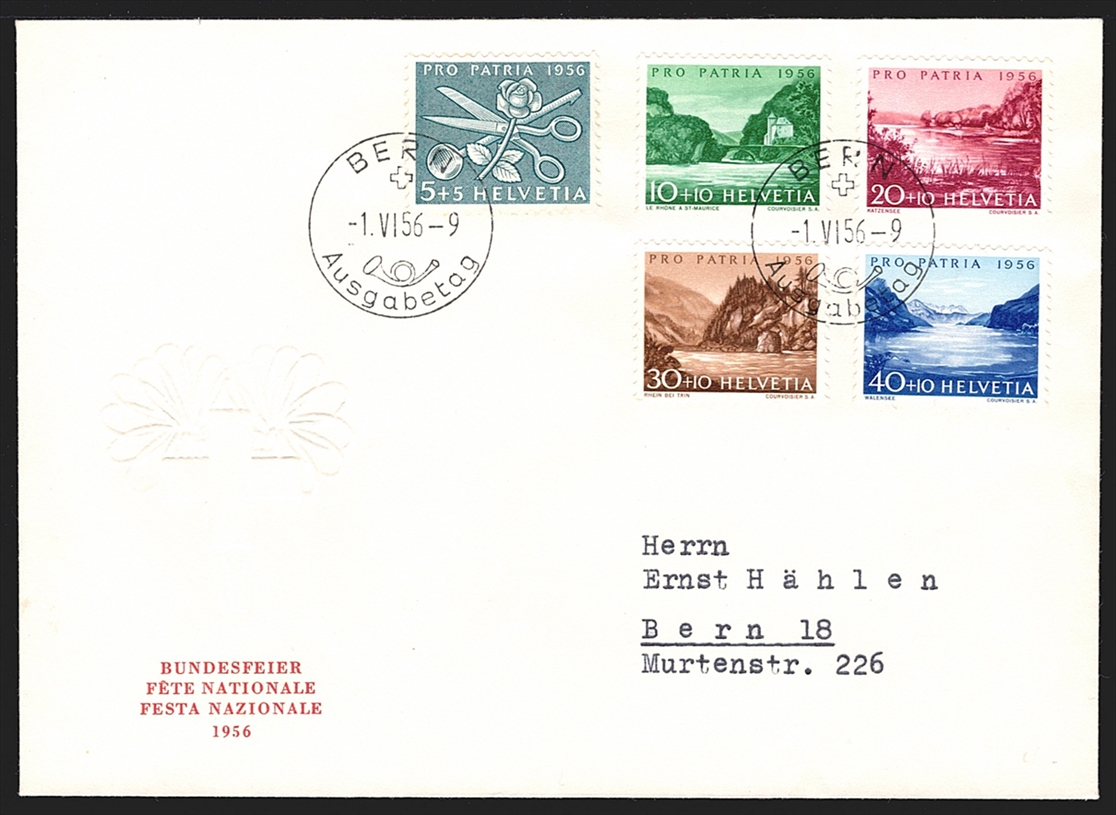 Schweiz, FDC, Pro Patria, Nr.76-80, adressierter, illustrierter FDC (P5), offizieller ET-Stempel BERN