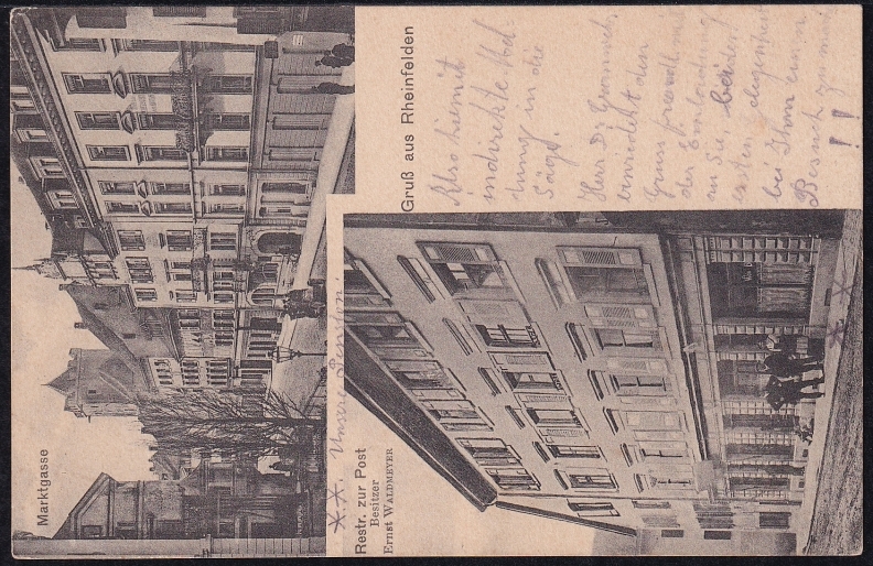 Ansichtskarten 1917, sw-Foto, 2 Bilder, Gruss aus Rheinfelden, Militär-Stempel