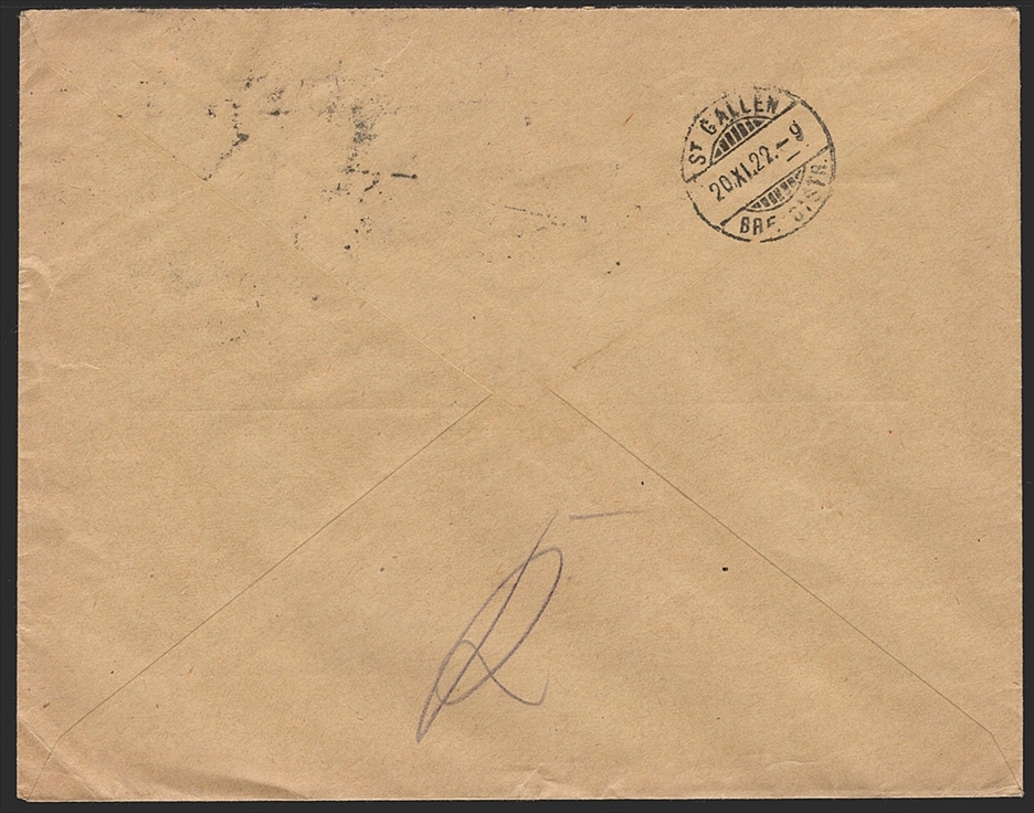 Deutschland, Deutsches Reich, Freimarken, Nr.226/207 je 2x auf eingeschriebenem Auslandbrief nach St.Gallen , BERLIN 18.11.1922 – Bild 2